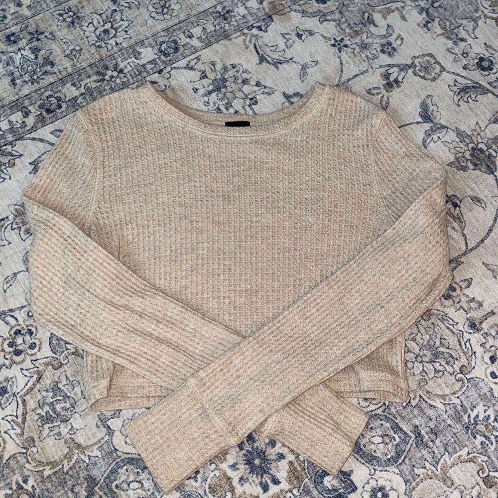 Tan Long Sleeved Tight Sweater
